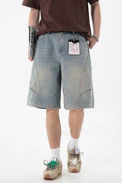 Men's SpringSummer Panel Washed 5" Jean Shorts - Retro Loose