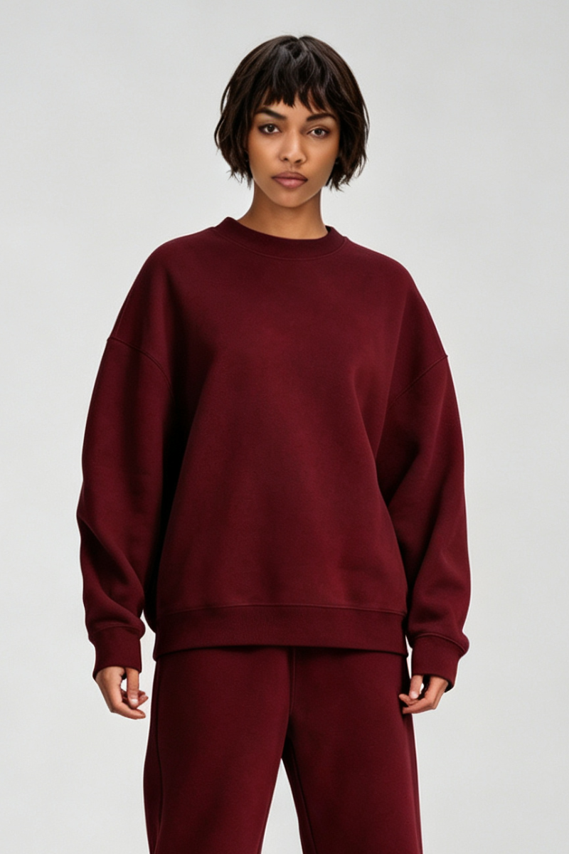 Women's Fall Winter Fleece-Lined Loose Crewneck Sweatshirt