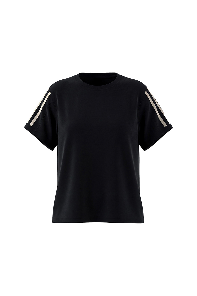 Women Summer Side Stripe Cropped Short Sleeve T Shirt
