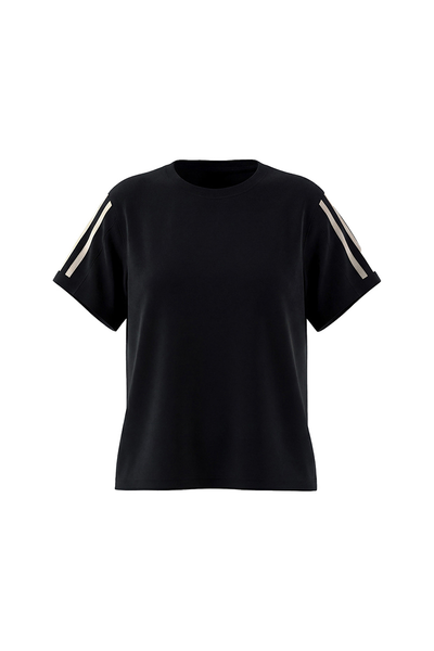 Women Summer Side Stripe Cropped Short Sleeve T Shirt