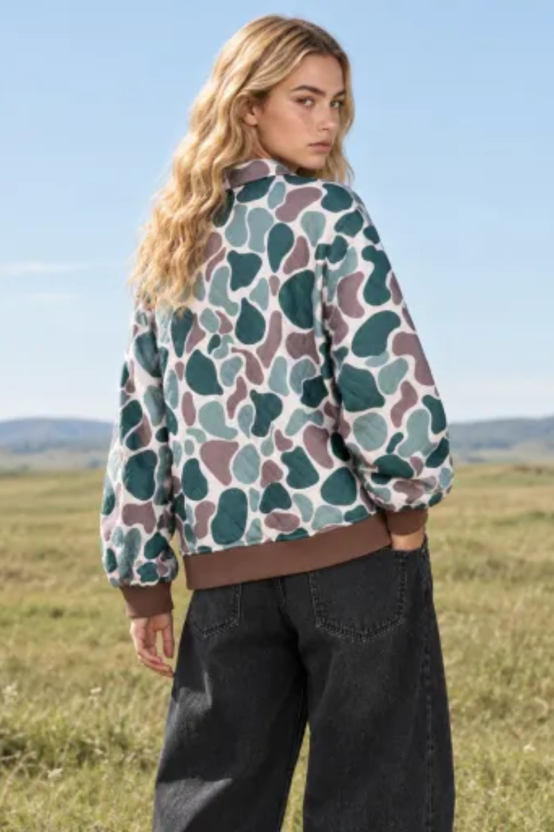 Women Fall Clothing Quilted Western Camo Sweatshirt