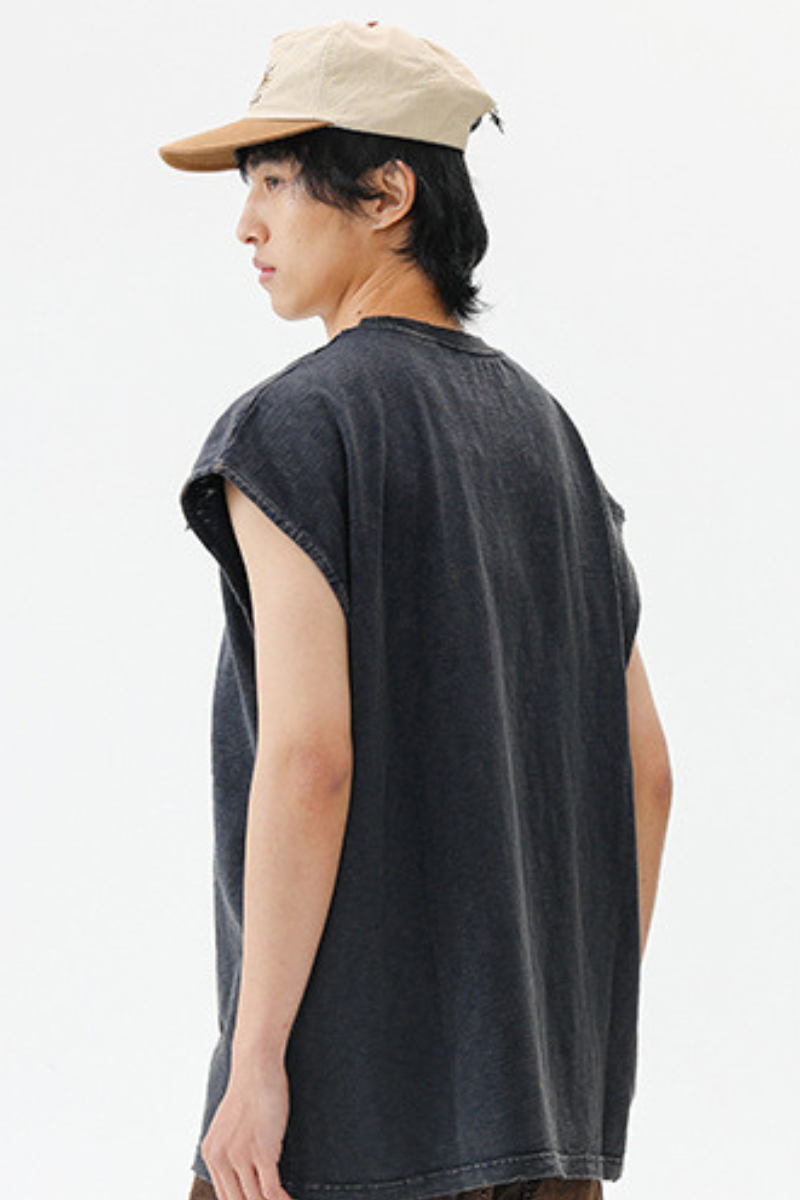 Unisex Heavy Washed Retro Crewneck Oversized Reflective Tank