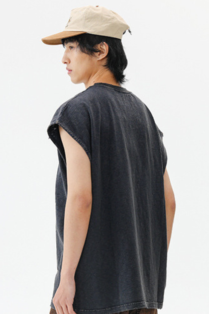 Unisex Heavy Washed Retro Crewneck Oversized Reflective Tank