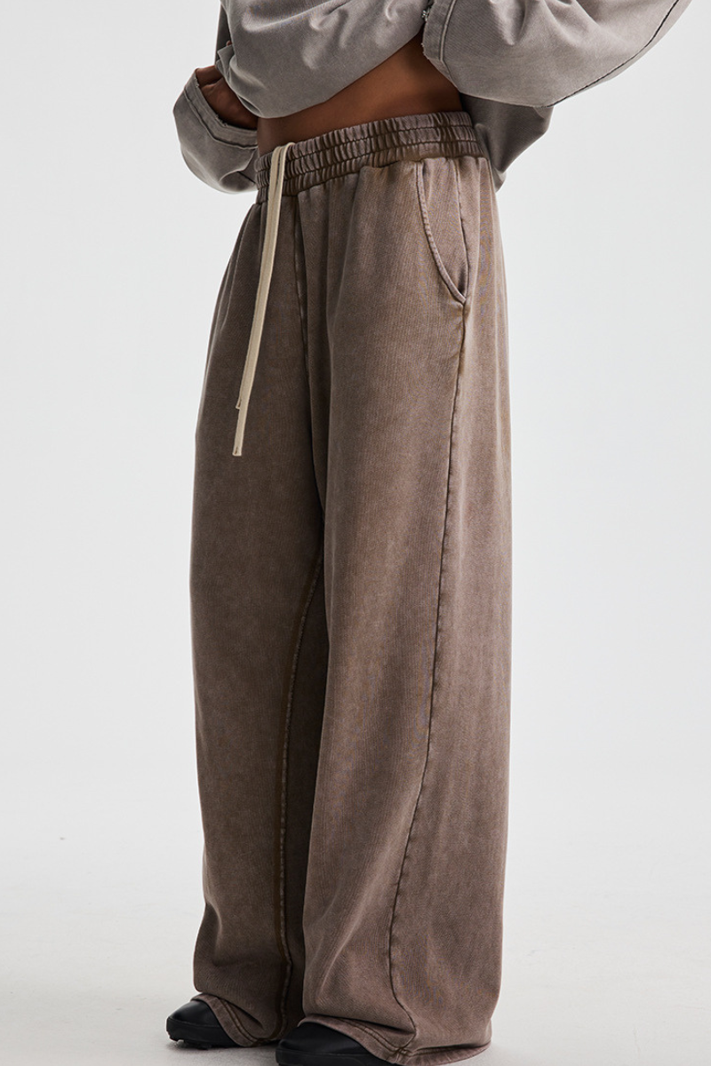 Men's Cotton Vintage-Distressed Raw-Edge Patchwork Pants