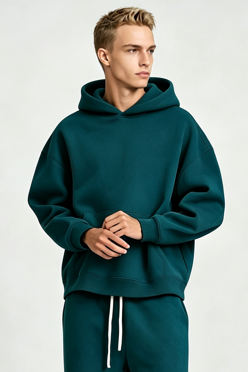 Men's Fall Winter Oversized Drop-Shoulder Pocket Hoodie