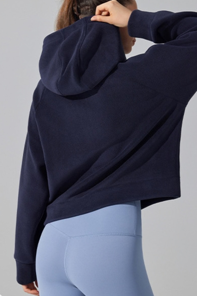 Women Fall Clothing Warm Cozy Oat Fleece Half-Zip Hoodie