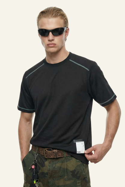 Men's Streetwear Color-Blocked Stripe Sport T-shirt