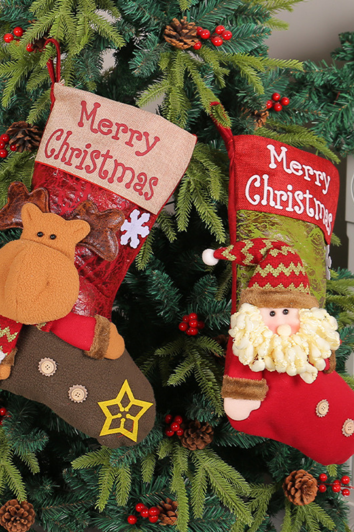 Christmas 3D Santa Ornament Socks Large Thick Decor
