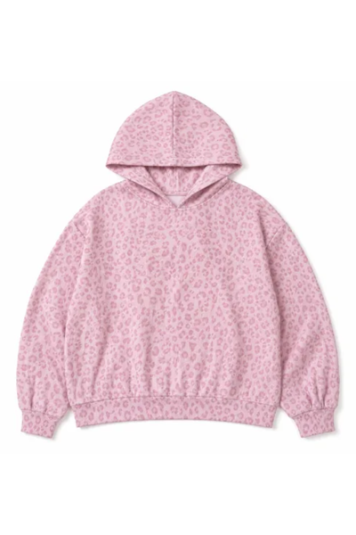 Women Fall Leopard Print Oversized Drop Shoulder Hoodie