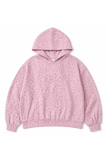 Women Fall Leopard Print Oversized Drop Shoulder Hoodie