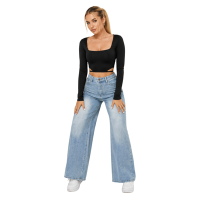 Women's Light Wash Baggy High Waist Wide Leg Jeans