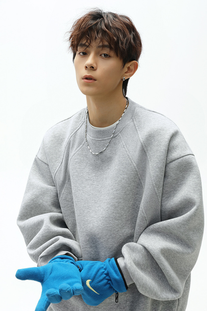 Men's Heavy Jersey Boxy Patchwork Retro Sweatshirt