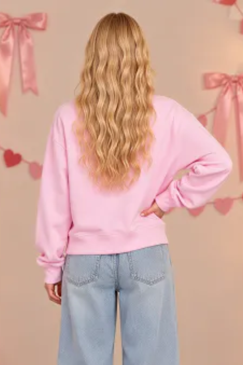 Women's Valentine Letter Print Crew Neck Loose Sweatshirt