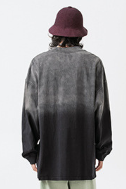 Unisex Heavy Washed American Gradient Loose Long Sleeve Tee