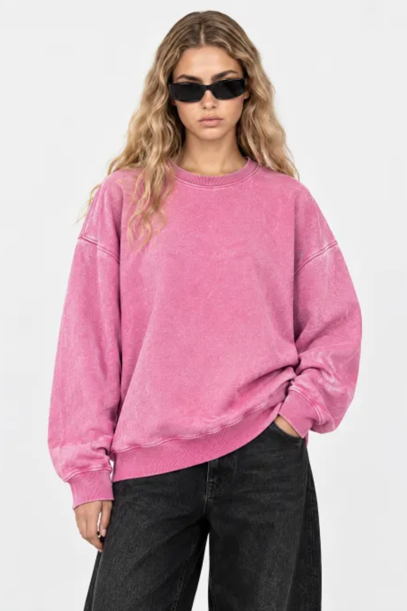 Women Fall Clothing Heavyweight Vintage Washed Sweatshirt