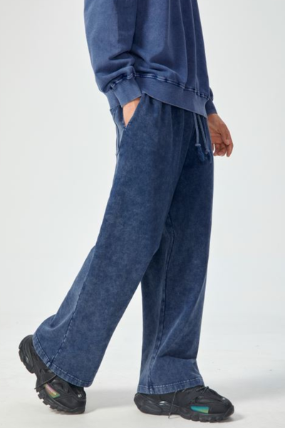 Men All Season Vintage Wax Washed Straight Sweatpants