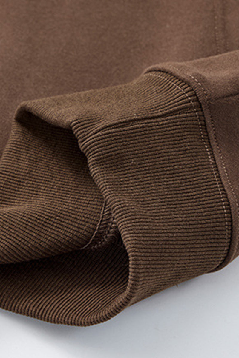 Unisex Fall Snap-Button Fleece Kangaroo-Pocket Hoodie