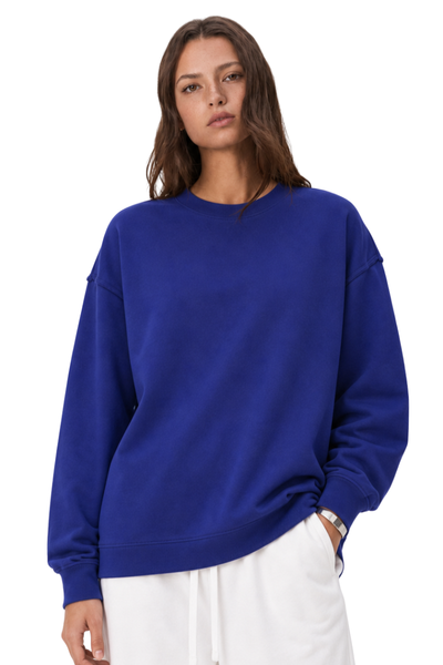 Women's Vintage Raw Hem Loose Drop Shoulder Long Sleeve Tee