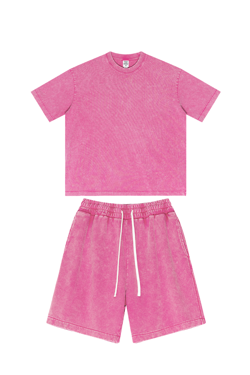 Men's Summer American Street Bright Washed Tee & Shorts Set