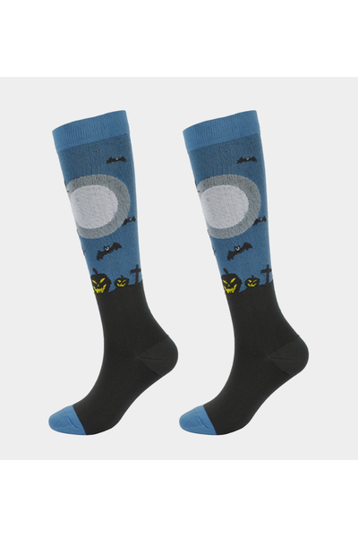 Unisex Fall Halloween Jacquard Knee High Compression Socks