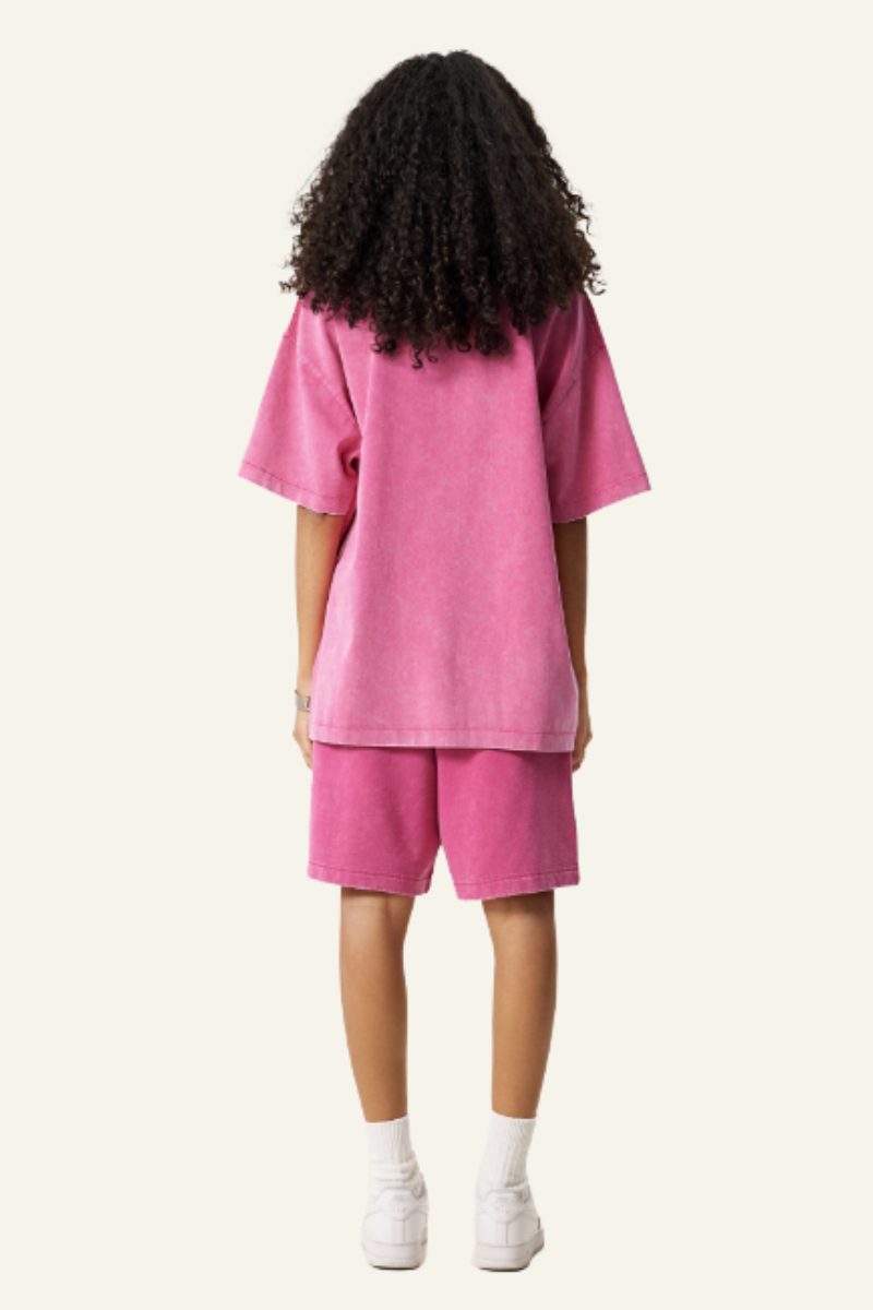 Women's Cotton Dopamine Set: T-shirt & Athletic Wear Short