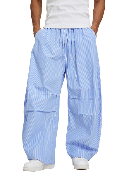 Men's Summer Stripe Loose Curved Drawstring Pants