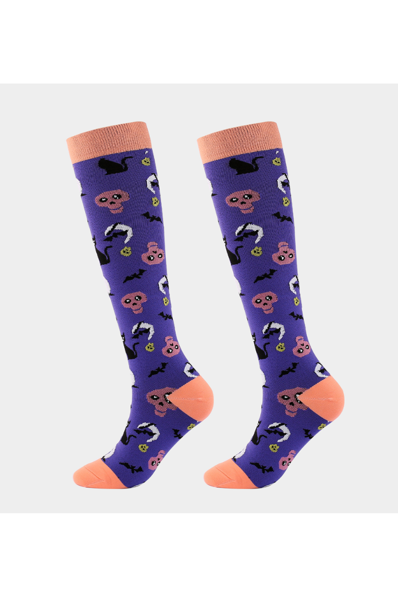 Unisex Fall Halloween Cushioned Knee High Compression Socks
