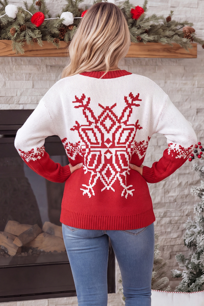 Women Fall Clothing Christmas Nordic Snowflake Sweater