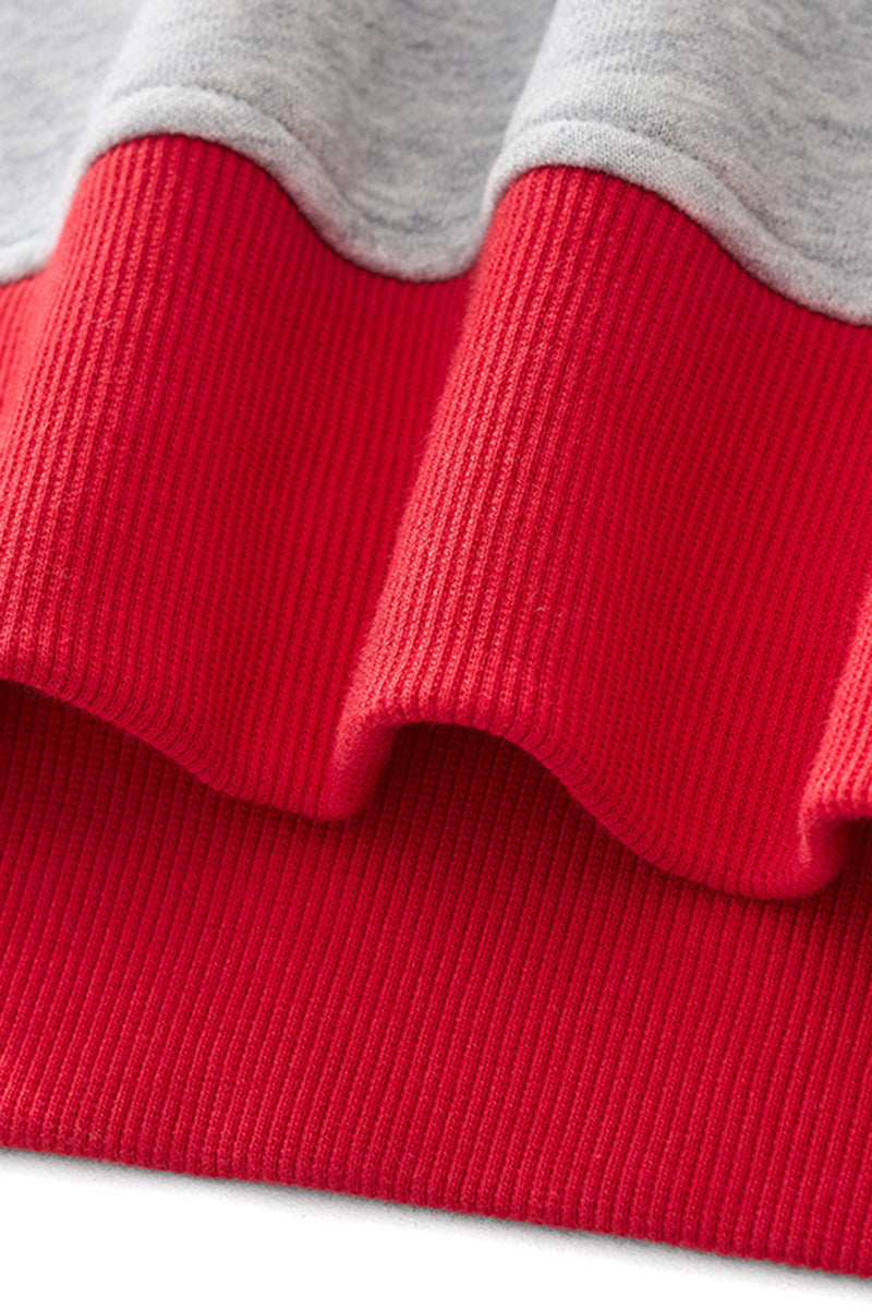 Unisex Fall Winter Colorblock Cross-Neck Cropped Sweatshirt