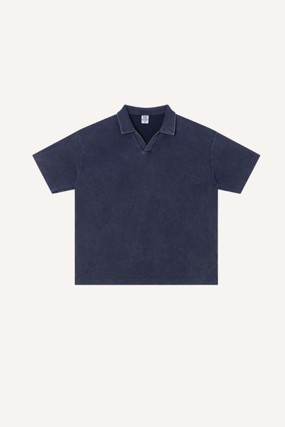 Men's Summer Vintage Washed Waffle Breathable Loose Polo