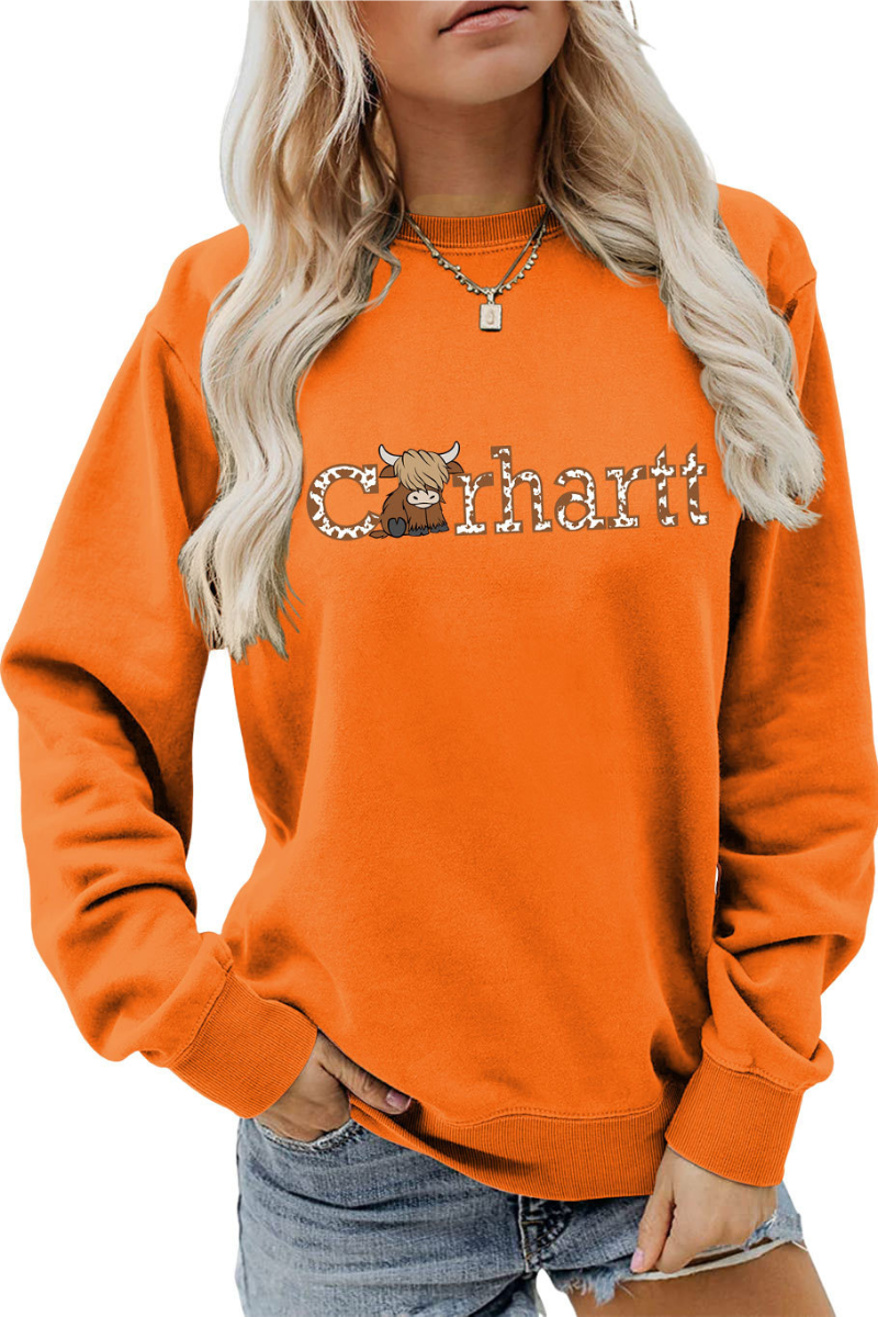 Women Winter Christmas Highland Cow Graphic Sweatshirt