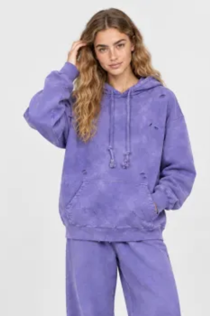 Women Fall Clothing 420G Ripped Washed Oversized Hoodie