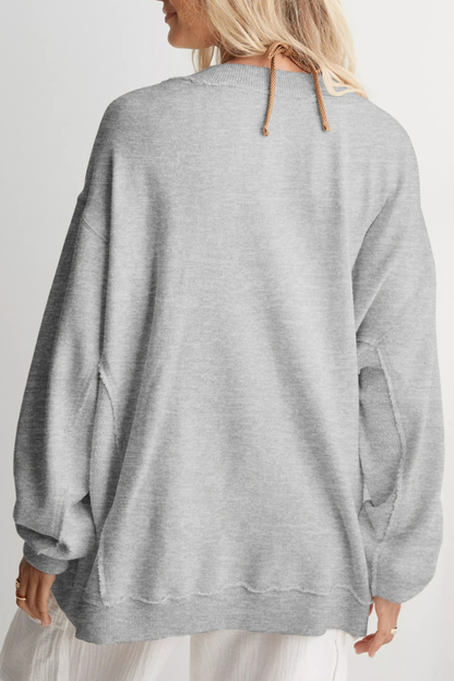 Women V Neck Mid Length Oversized Pullover Sweatshirt
