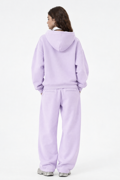 Women Fall Clothing Boxy Fleece Hoodie Wide-Leg Pants Set
