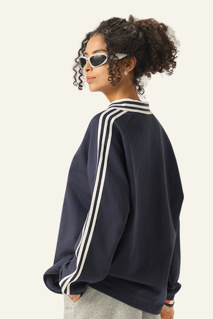 Women's  Streetwear Cotton Striped Color-Block Sweatshirts