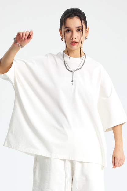 Women's Cotton Relaxed Drop Shoulder Solid T-shirt