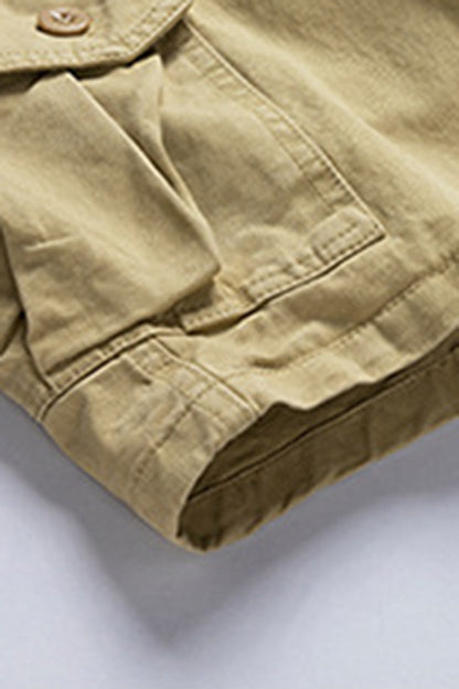 Men's Summer 100% Cotton Multi-Pocket Cargo Shorts