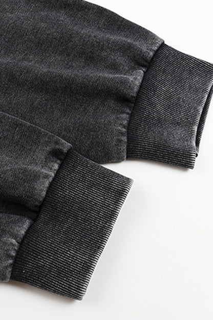 Men's Fall Winter Vintage Washed Zip-Up Pocket Hoodie