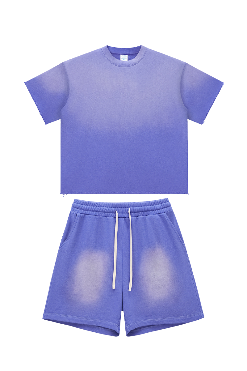Men's American Washed Spray Bright Tee & Shorts Set