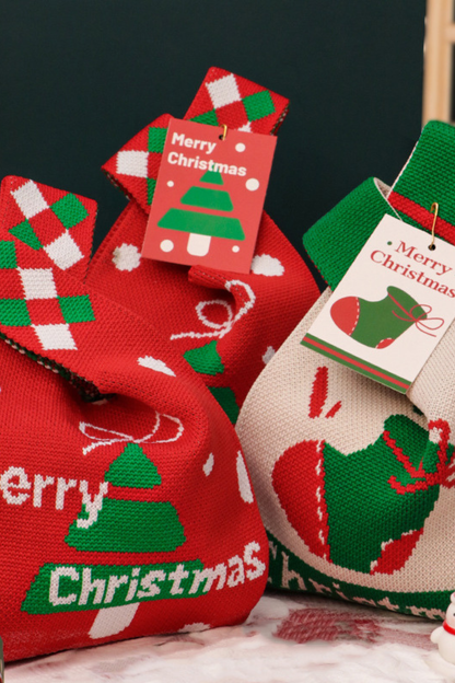 Unisex Christmas Knitted Apple Pouch Gift Packaging Bag