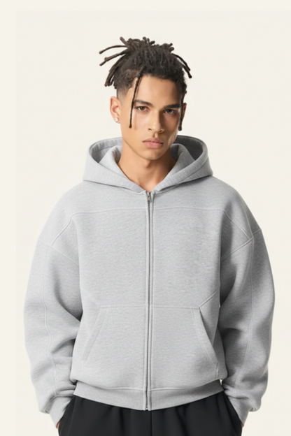 Men's Streetwear Contrast Stitch Hooded Jacket