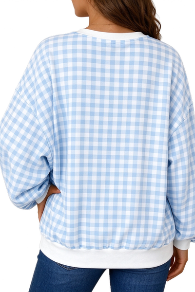 Women Fall Clothing Gingham PRAY Print Sweatshirt
