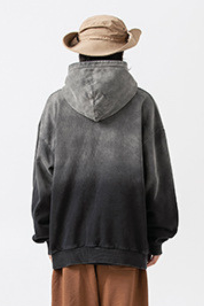 Unisex Retro Washed Gradient Cotton Loose Hoodie