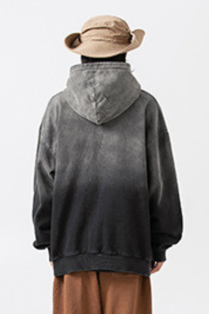 Unisex Retro Washed Gradient Cotton Loose Hoodie