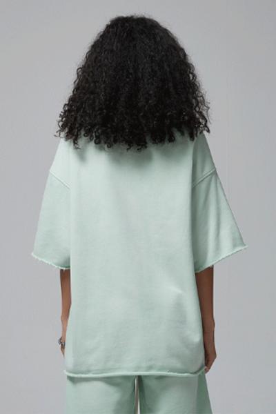 Unisex Streetwear Washed Distressed Curled Hem T-shirt