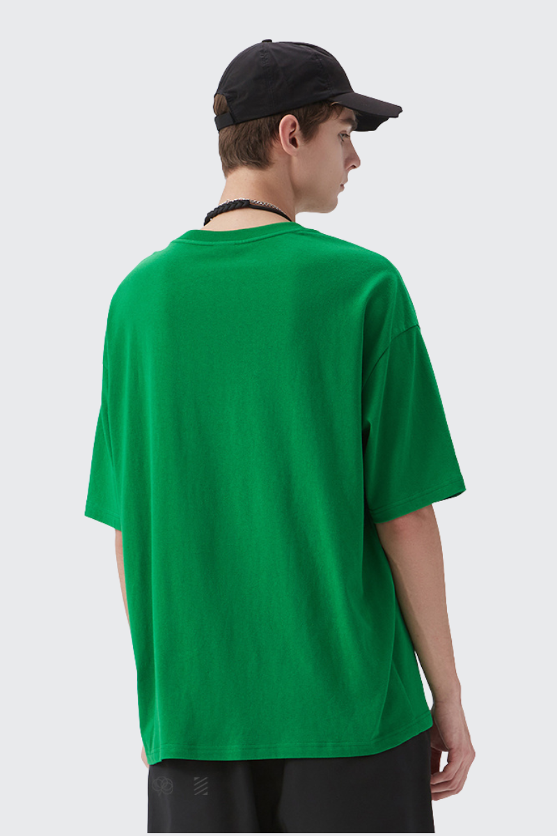 Men's Spring Summer 200g Cotton Solid Crewneck Oversized Tee