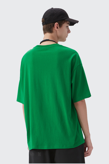 Men's Spring Summer 200g Cotton Solid Crewneck Oversized Tee