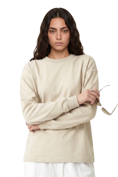 Women's 305g Heavy Cotton Loose Crewneck Long Sleeve Tee