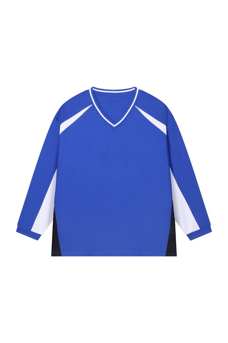 Men Spring Mesh Color Block Long Sleeve Soccer Jersey