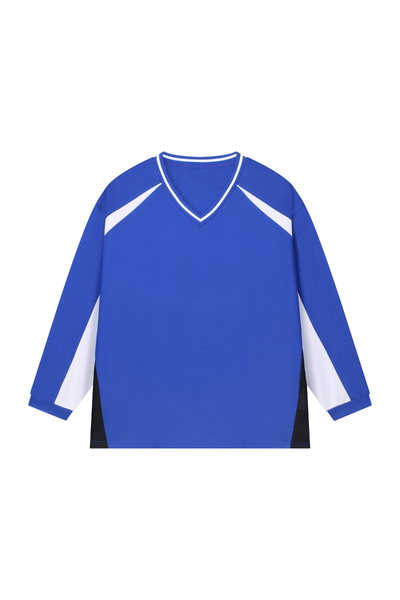Men Spring Mesh Color Block Long Sleeve Soccer Jersey
